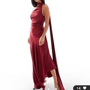 TFNC One Shoulder Burgundy Dress
